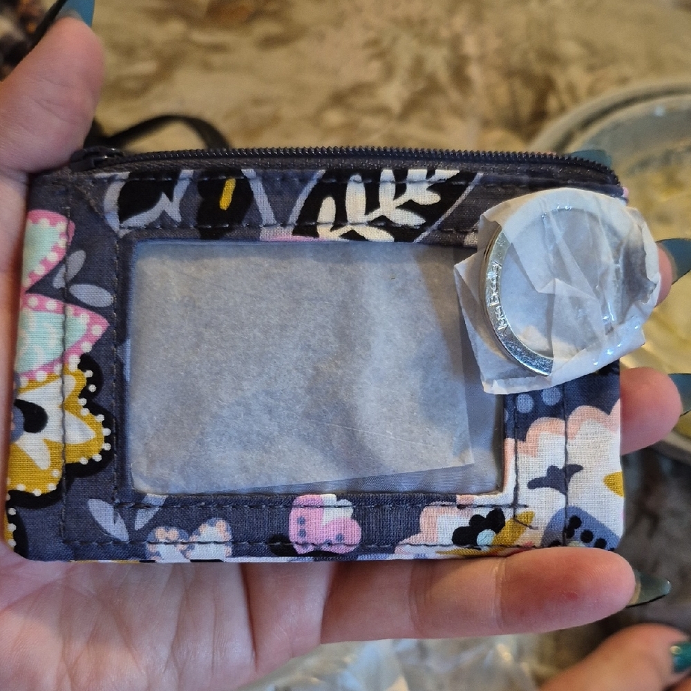 Vera Bradley Floral Card Holder in Blue and Yellow